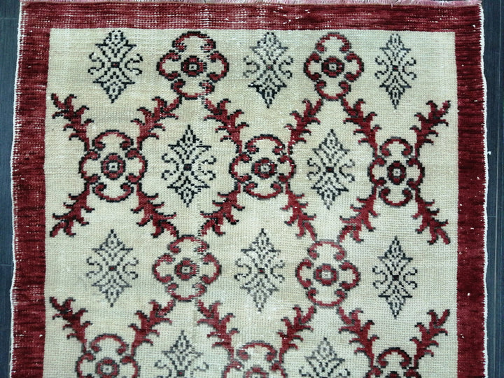 Tan Turkish Runner Rug 3' 1" x 6' 9" Hand-Knotted reverse