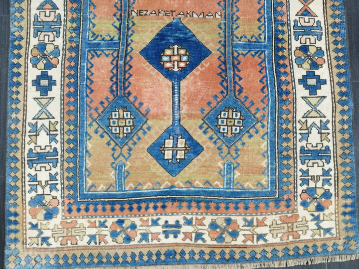 Turkish Oushak Rug 3' 7" x 6' 6" Hand-Knotted detail