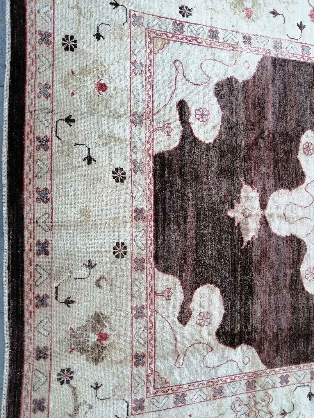 Turkish Oushak Rug 9' 1" x 11' 10" Hand-Knotted reverse