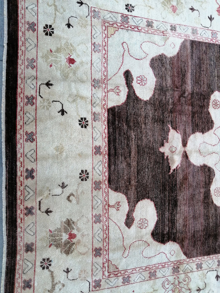 Turkish Oushak Rug 9' 1" x 11' 10" Hand-Knotted reverse
