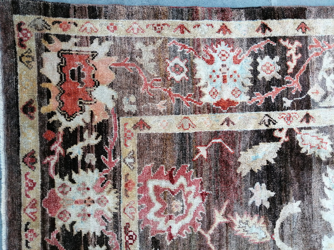 Turkish Oushak Rug 8' 7" x 12' Hand-Knotted pattern