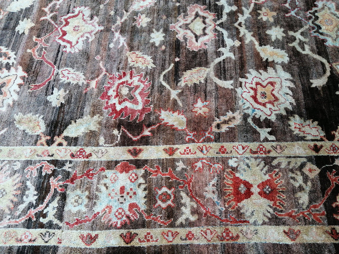 Turkish Oushak Rug 8' 7" x 12' Hand-Knotted reverse