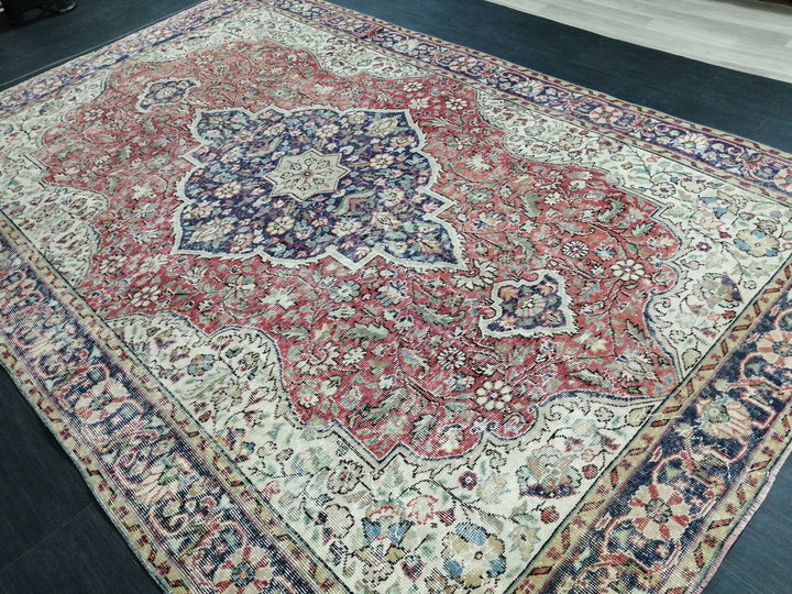 Beige Turkish Oushak Rug 6' 8" x 10' 4" Hand-Knotted | No. WR81332
