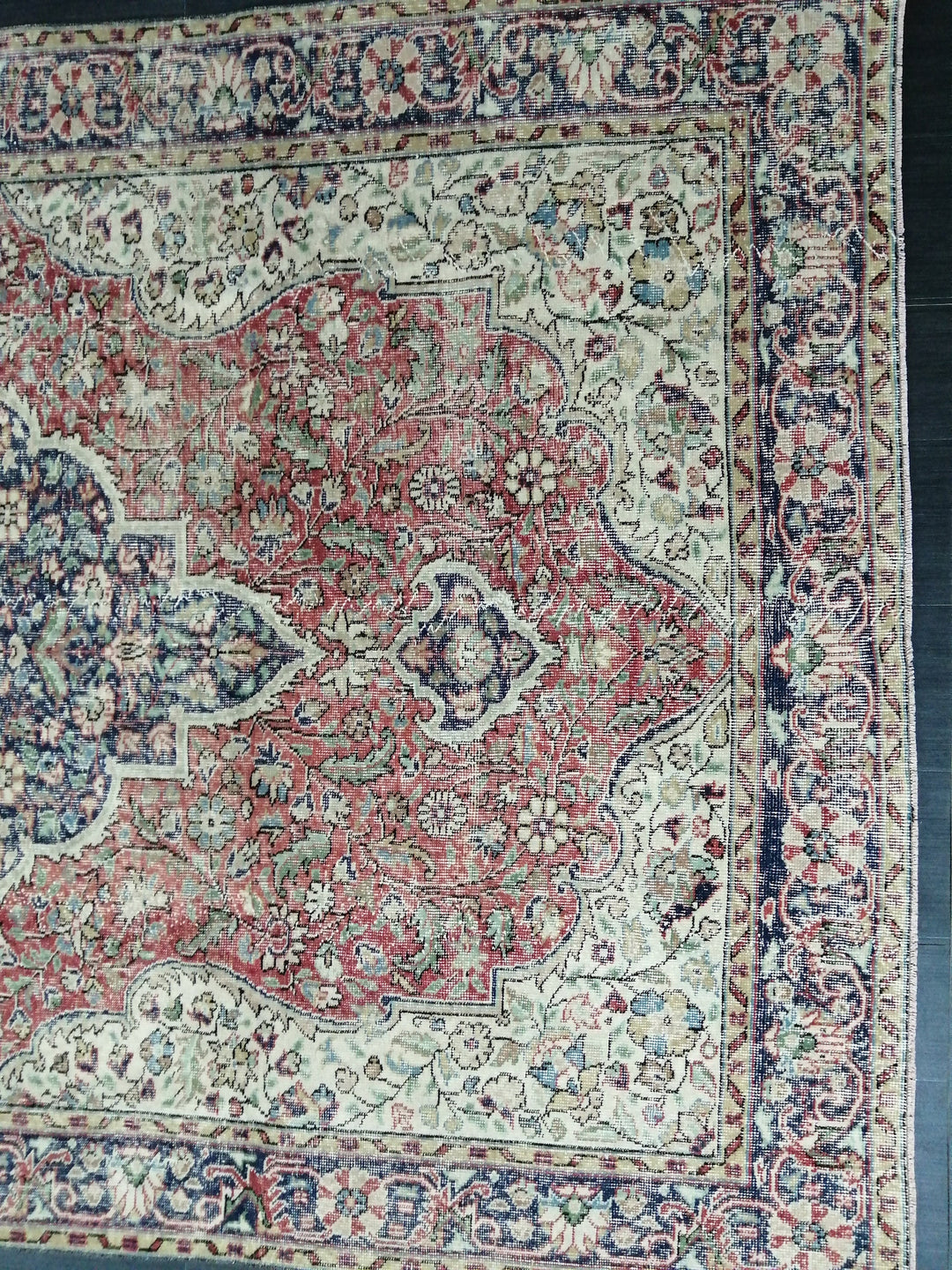 Beige Turkish Oushak Rug 6' 8" x 10' 4" Hand-Knotted | No. WR81332