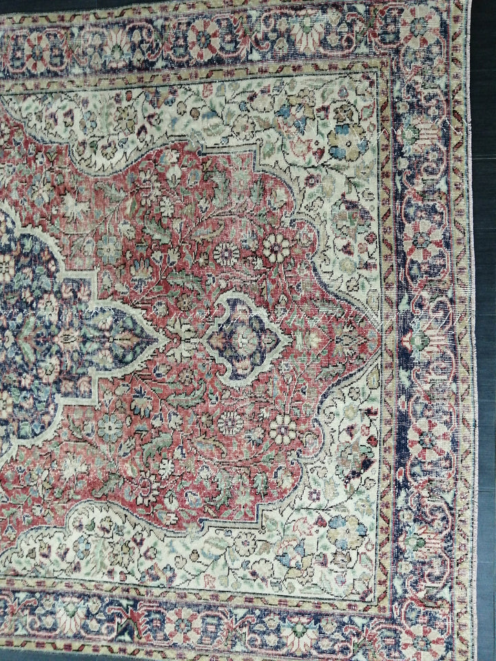 Beige Turkish Oushak Rug 6' 8" x 10' 4" Hand-Knotted | No. WR81332