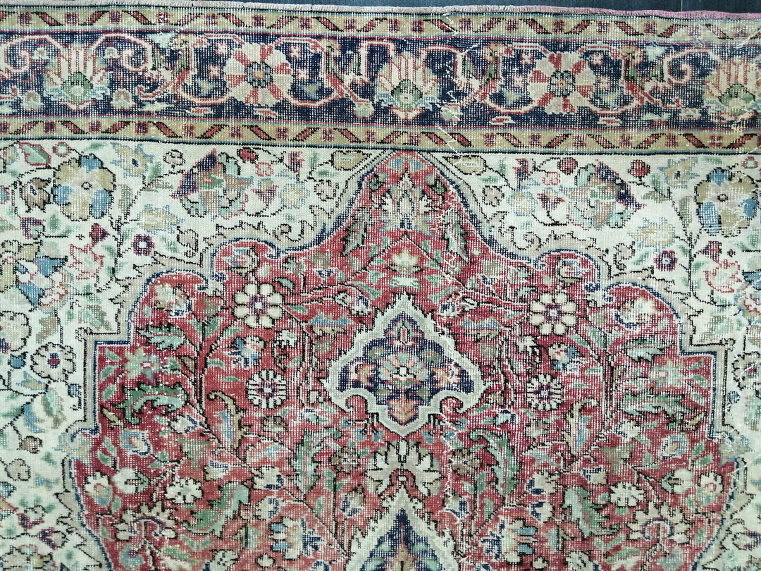 Beige Turkish Oushak Rug 6' 8" x 10' 4" Hand-Knotted | No. WR81332