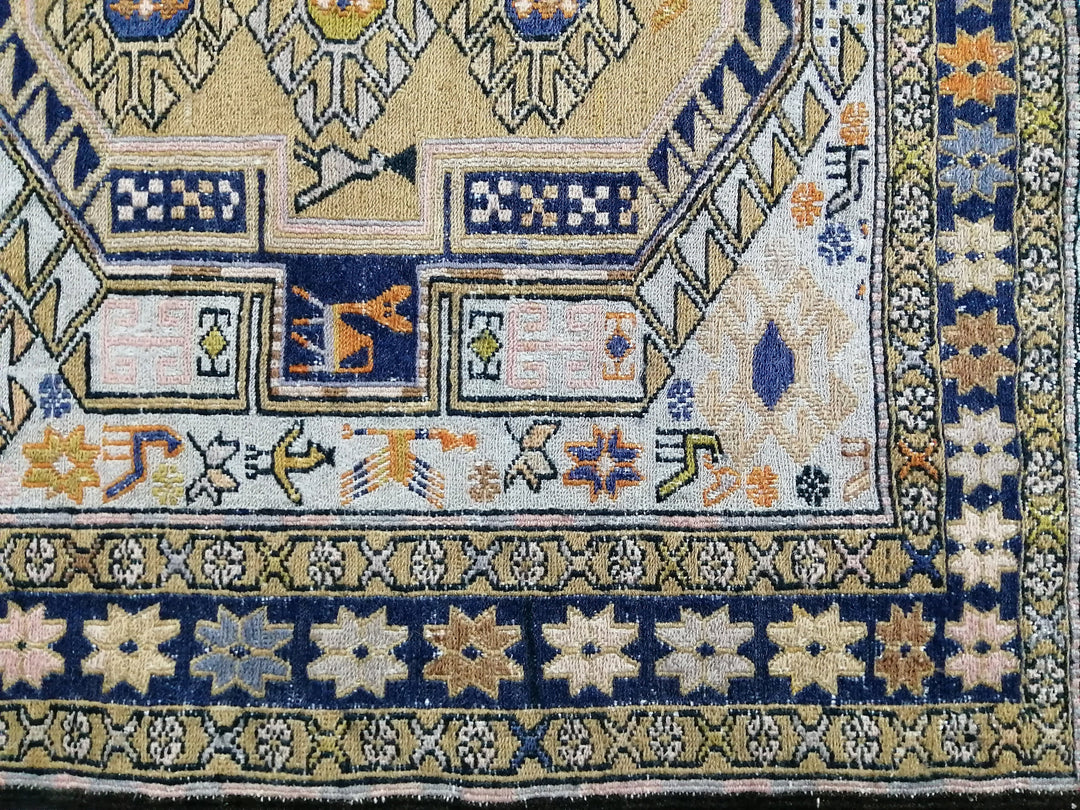Beige Turkish Runner Rug 4' 5" x 5' 11" Hand-Knotted view