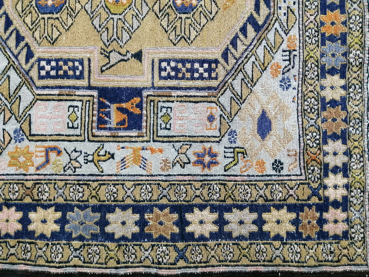 Beige Turkish Runner Rug 4' 5" x 5' 11" Hand-Knotted view