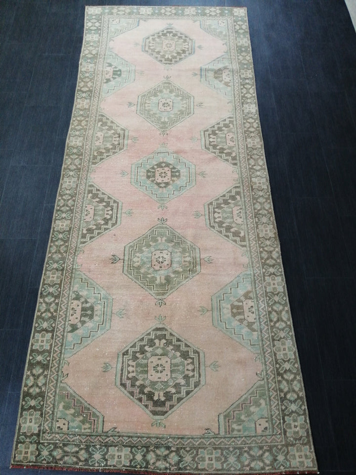 Turkish Runner Rug 4' x 10' 5" Hand-Knotted pattern