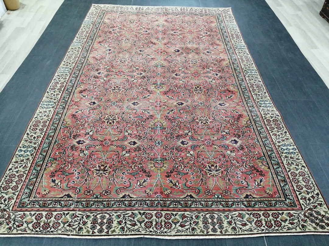 Turkish Oushak Rug 6' 3" x 10' 3" Hand-Knotted close-up