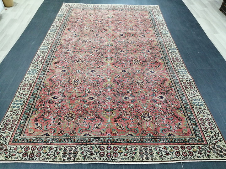 Turkish Oushak Rug 6' 3" x 10' 3" Hand-Knotted close-up