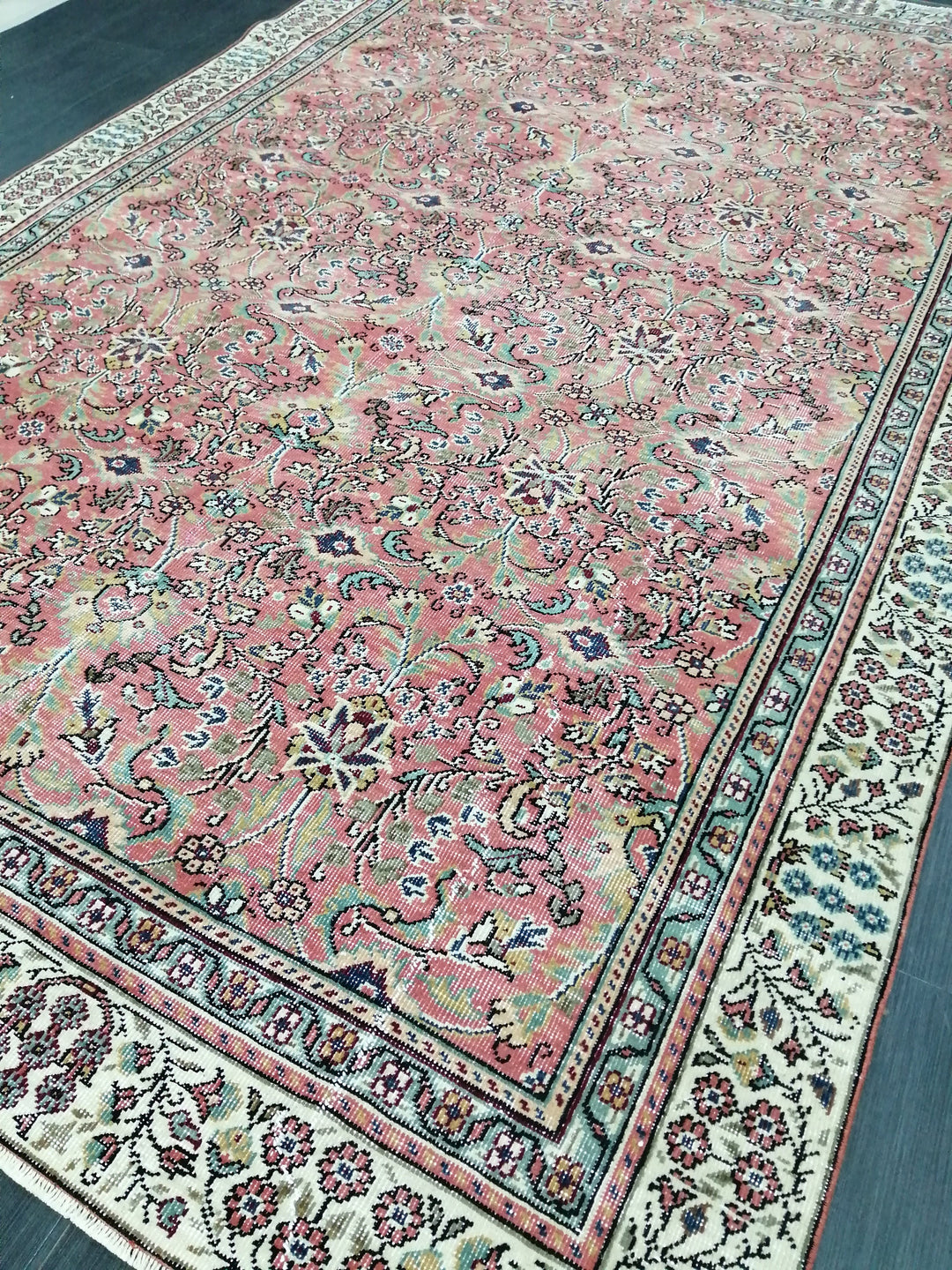 Turkish Oushak Rug 6' 3" x 10' 3" Hand-Knotted reverse