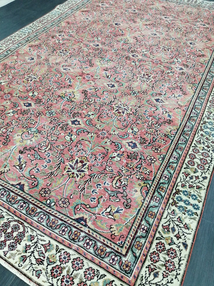 Turkish Oushak Rug 6' 3" x 10' 3" Hand-Knotted reverse