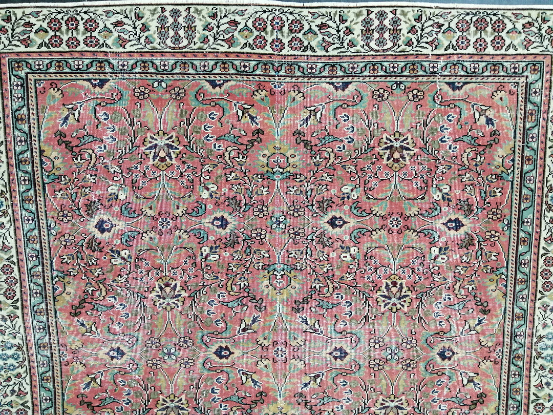 Turkish Oushak Rug 6' 3" x 10' 3" Hand-Knotted pattern
