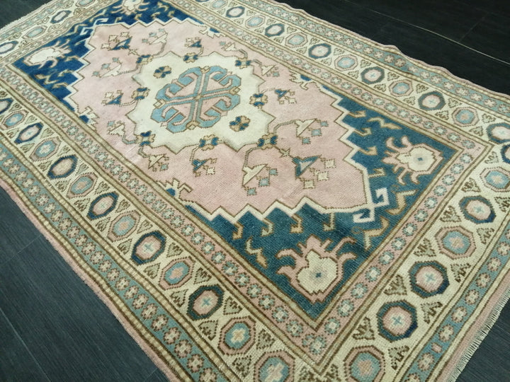 Blue Turkish Oushak Rug 3' 9" x 6' 6" Hand-Knotted | No. WR63371