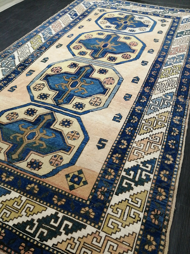 Blue Turkish Runner Rug 5' 3" x 8' 2" Hand-Knotted | No. WR33164