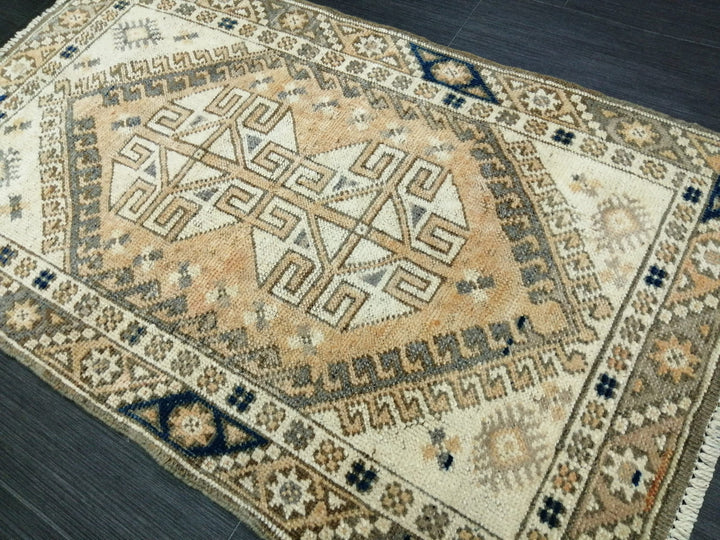 Tan Turkish Oushak Rug 2' 4" x 3' 11" Hand-Knotted