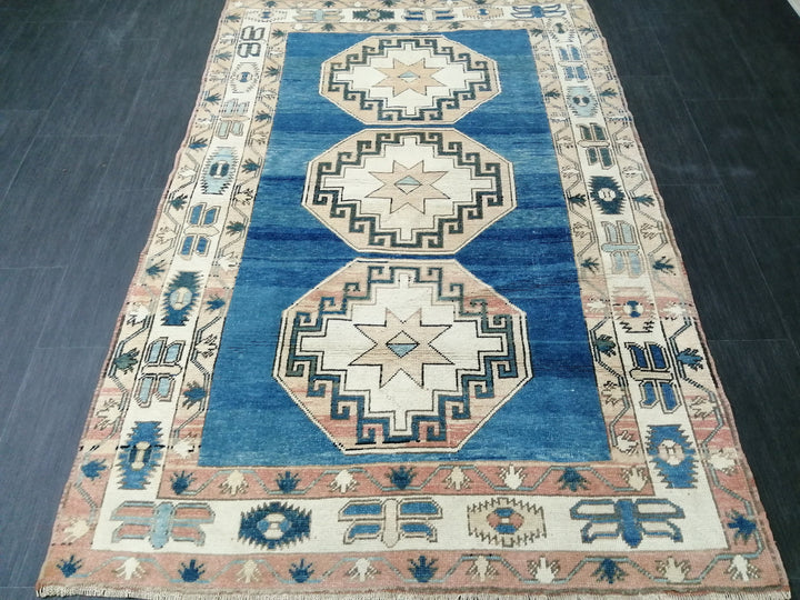 Blue Turkish Oushak Rug 4' 4" x 6' 7" Hand-Knotted | No. WR79946