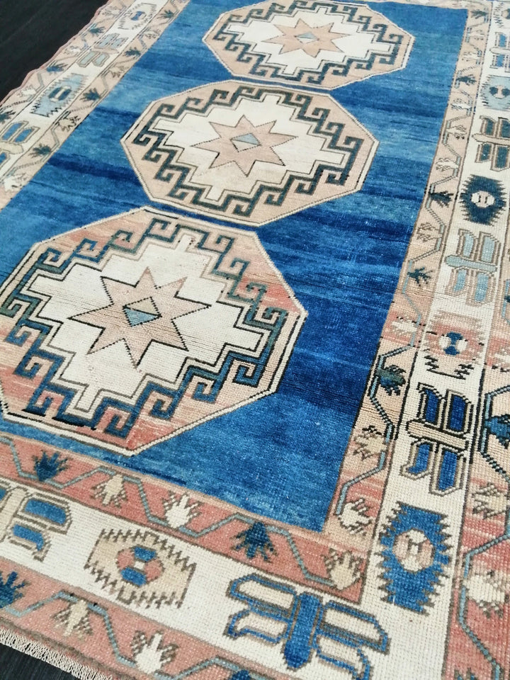 Blue Turkish Oushak Rug 4' 4" x 6' 7" Hand-Knotted | No. WR79946