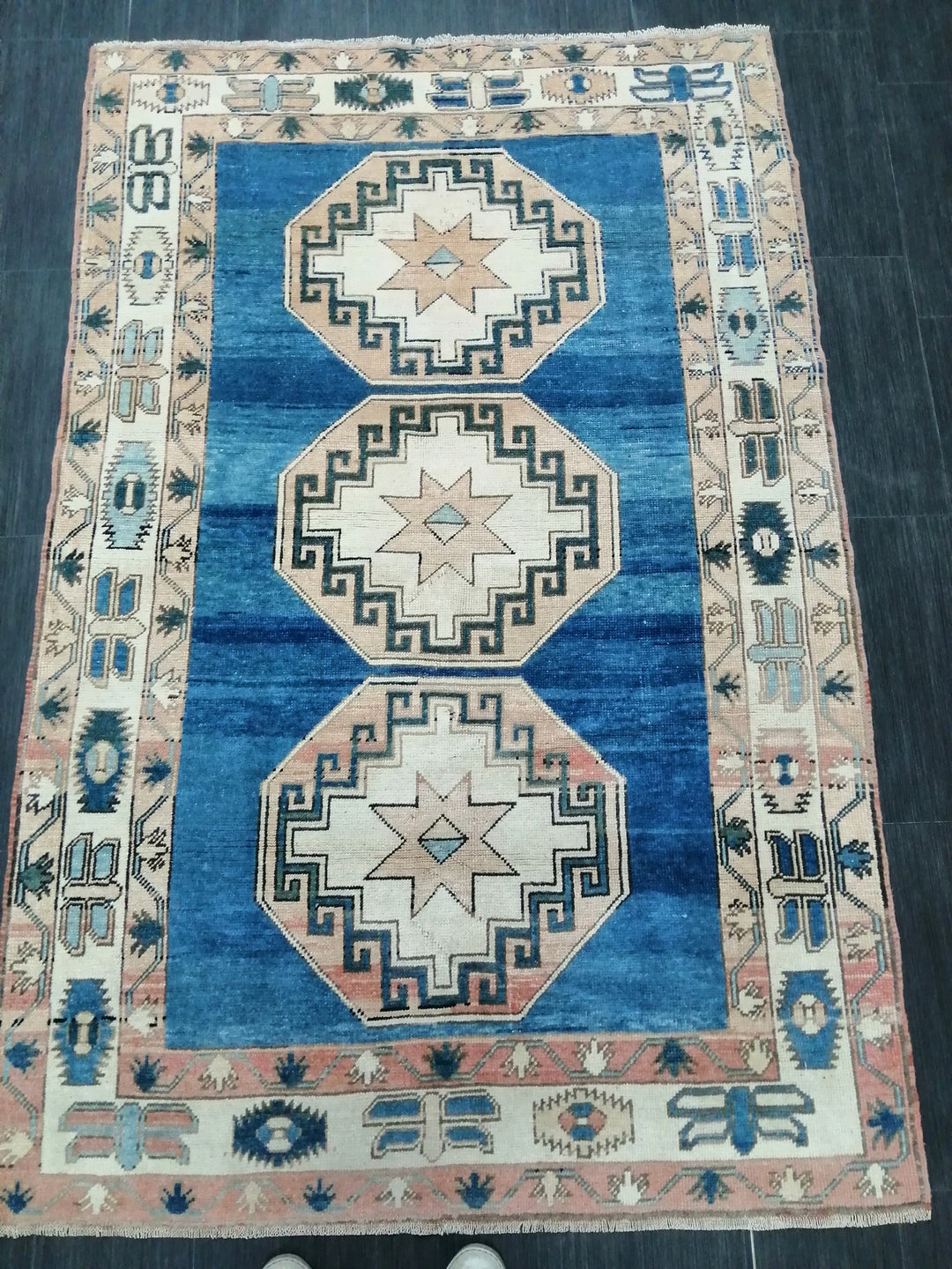 Blue Turkish Oushak Rug 4' 4" x 6' 7" Hand-Knotted | No. WR79946