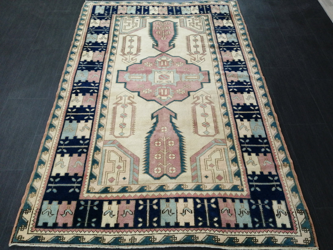 Blue Turkish Oushak Rug 4' 6" x 6' 9" Hand-Knotted | No. WR51958