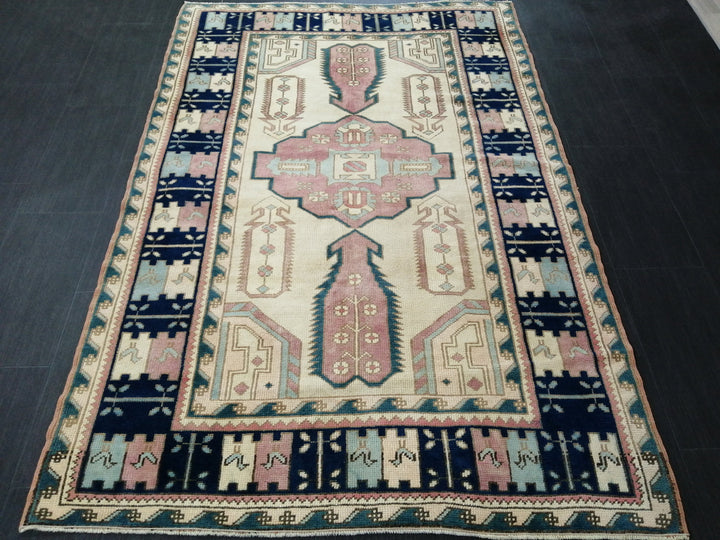 Blue Turkish Oushak Rug 4' 6" x 6' 9" Hand-Knotted | No. WR51958