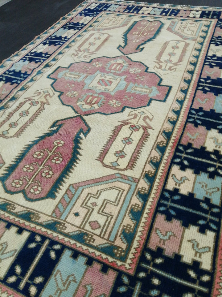 Blue Turkish Oushak Rug 4' 6" x 6' 9" Hand-Knotted | No. WR51958