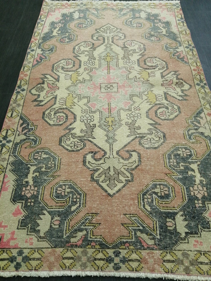 Rust Turkish Oushak Rug 4' x 6' 11" Hand-Knotted reverse