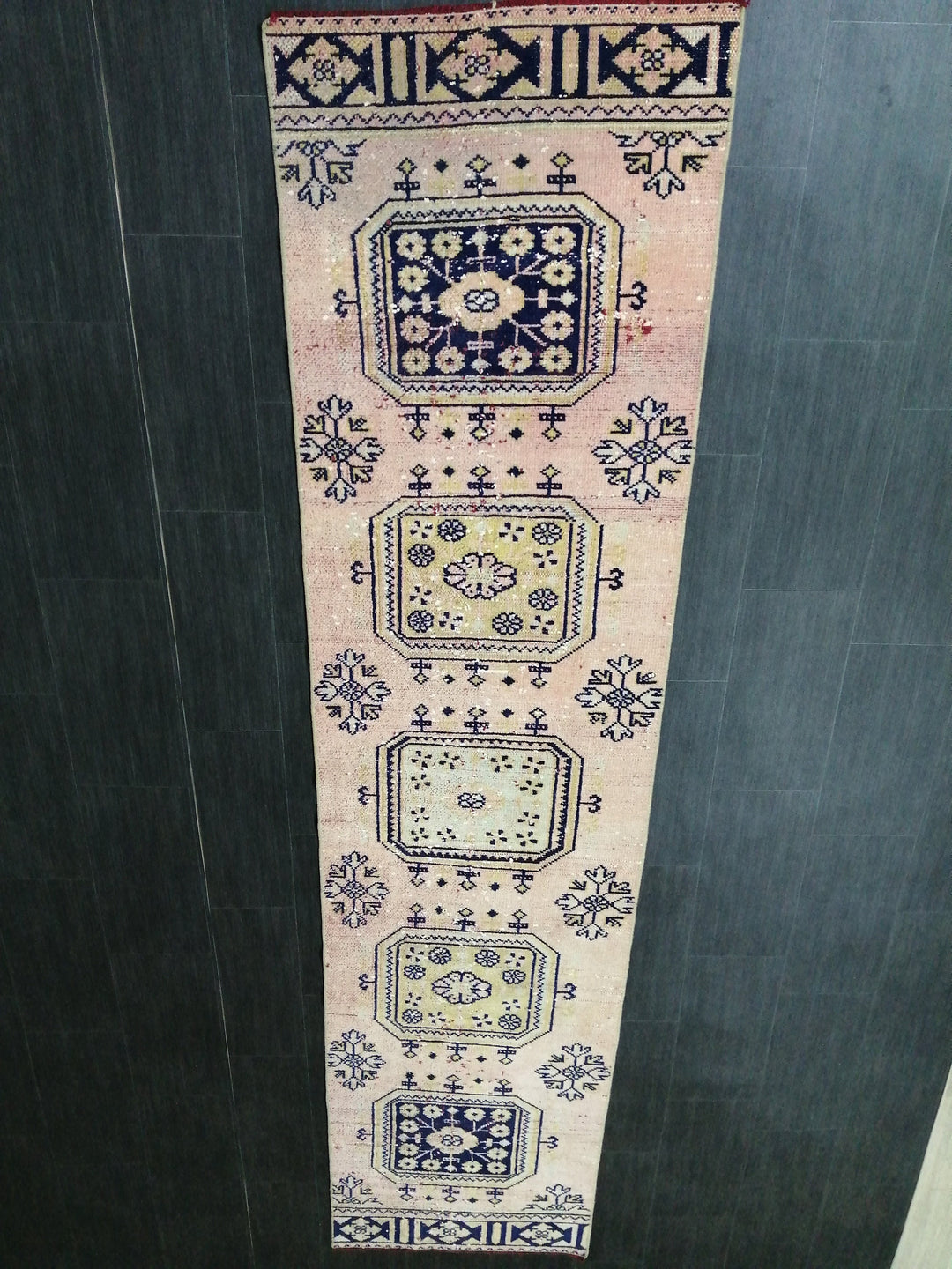 Beige Turkish Distressed Runner Rug 2' 6" x 10' 4" Hand-Knotted | No. WR72140