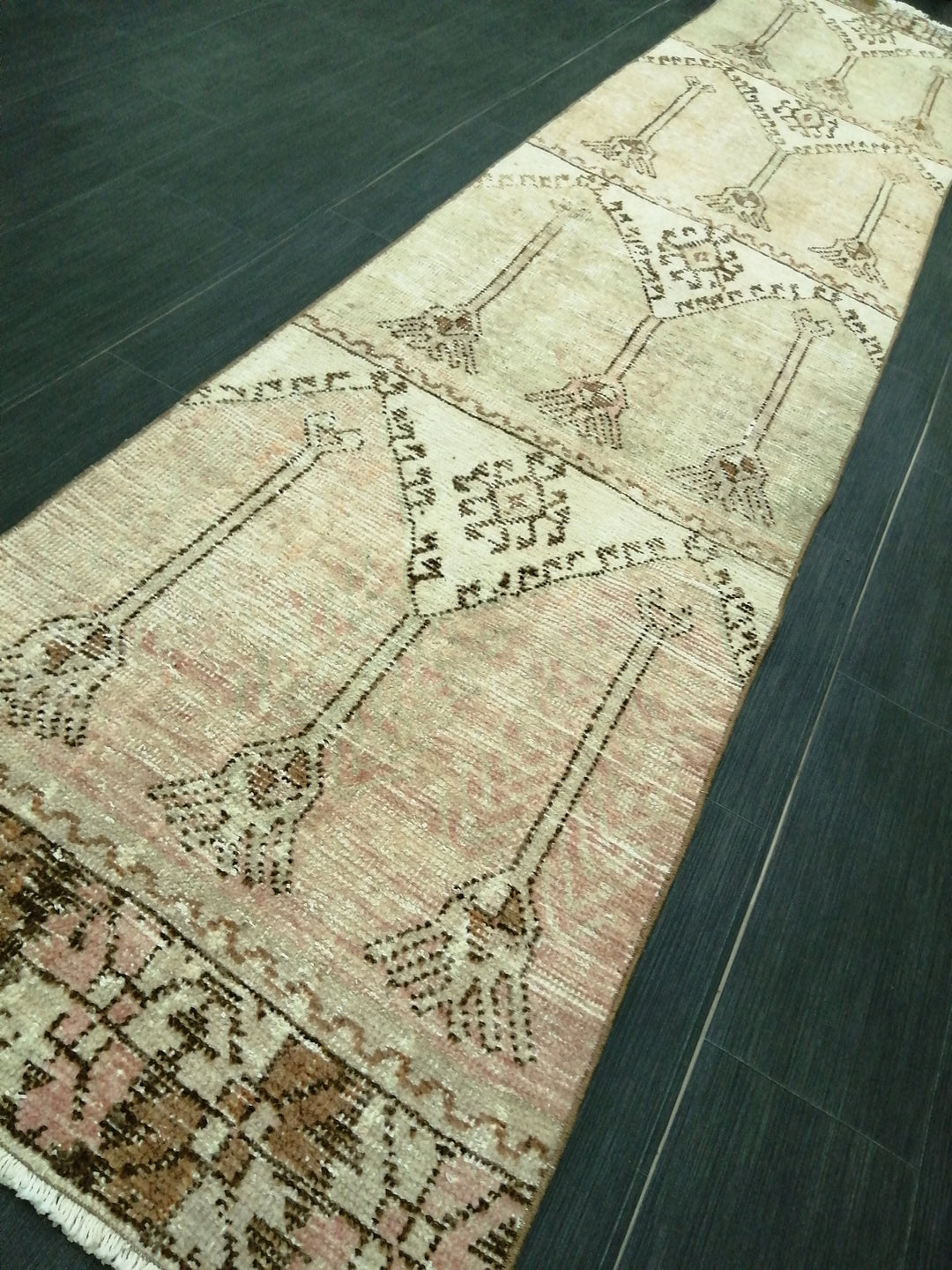 Tan Turkish Runner Rug 2' 6" x 11' 8" Hand-Knotted border