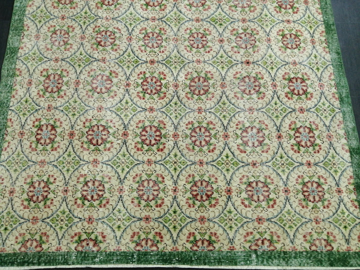 Green Turkish Oushak Rug 6' 5" x 9' 6" Hand-Knotted | No. WR96834