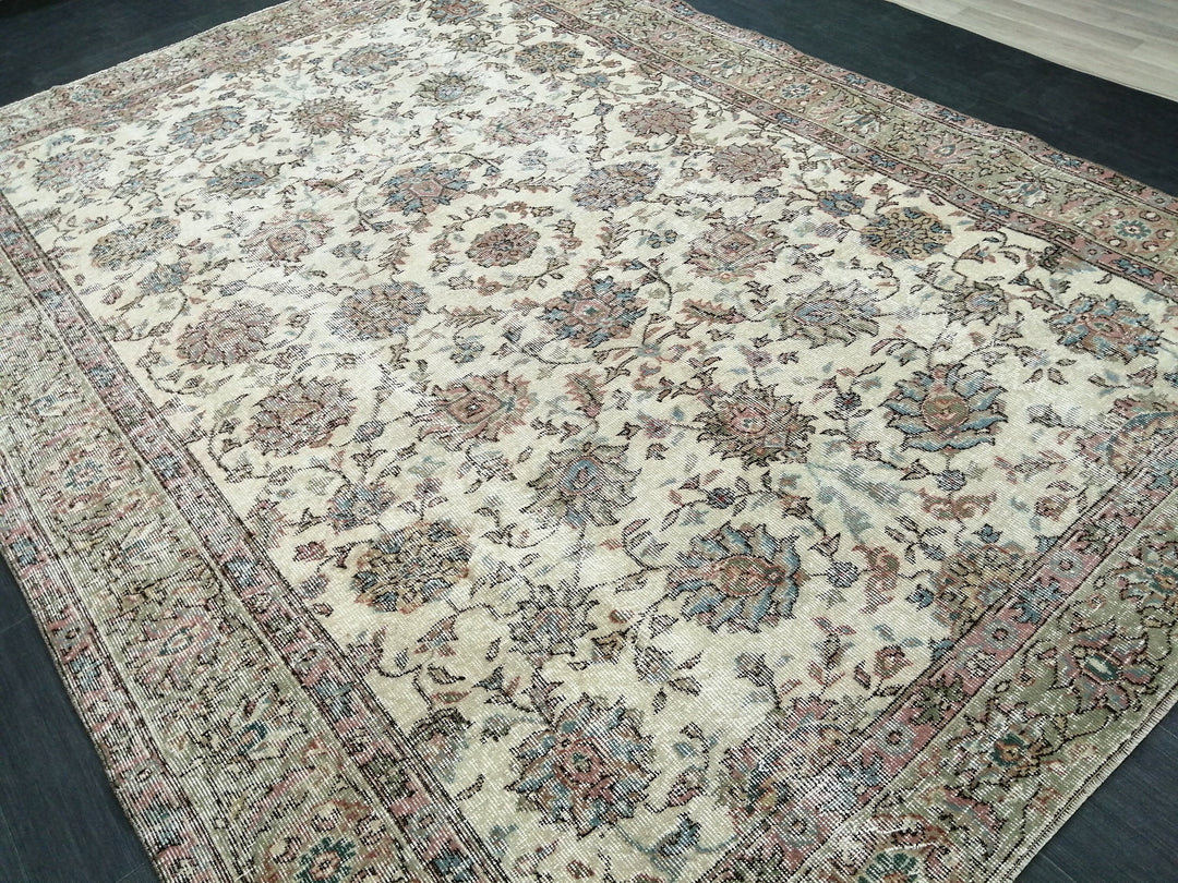 Turkish Oushak Rug 7' 2" x 9' 11" Hand-Knotted