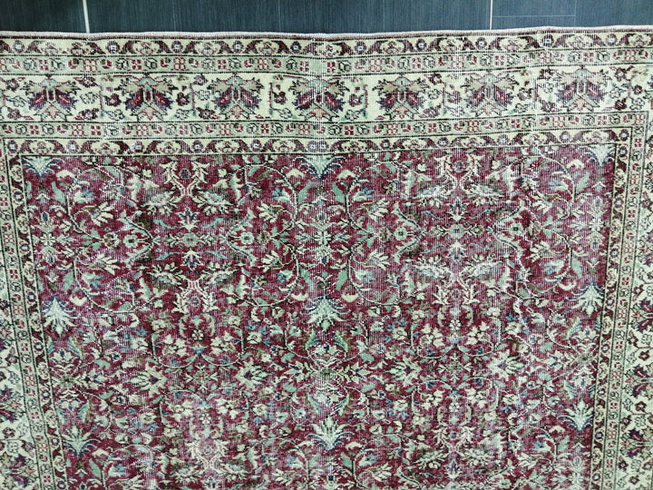 Tan Turkish Runner Rug 6' 9" x 9' 9" Hand-Knotted pattern