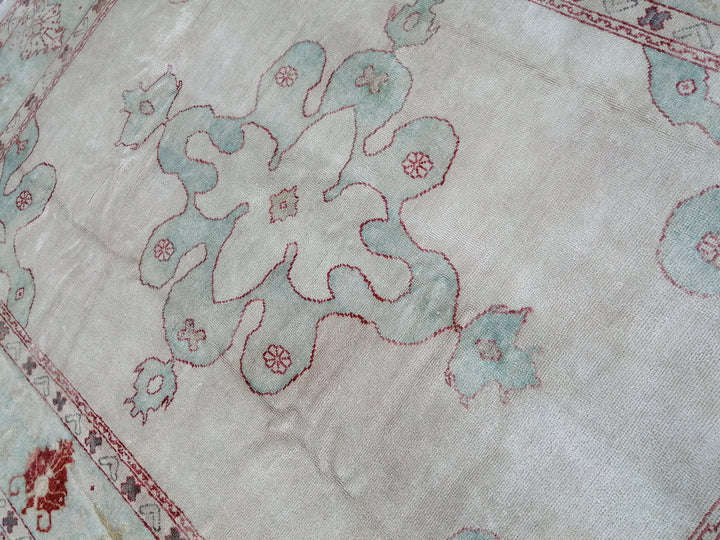 Beige Turkish Oushak Rug 9' 4" x 11' 9" Hand-Knotted field