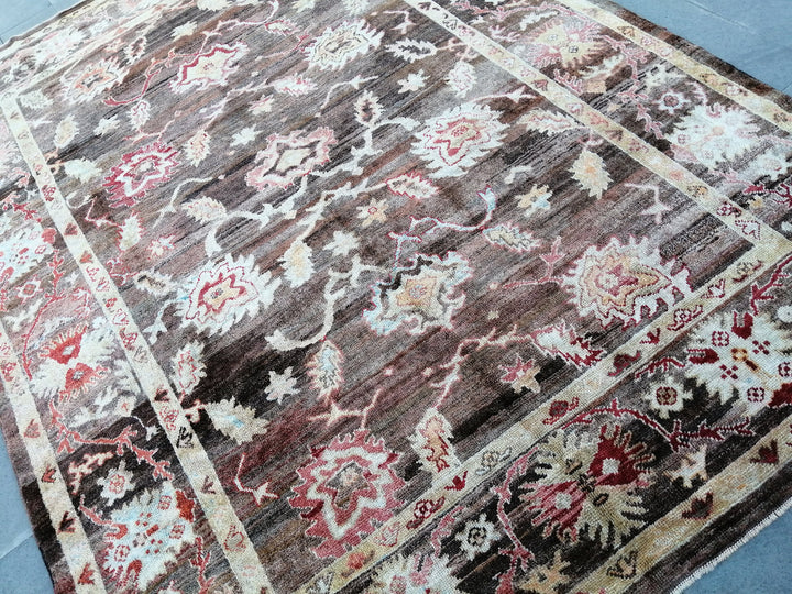 Turkish Oushak Rug 8' 7" x 12' Hand-Knotted close-up