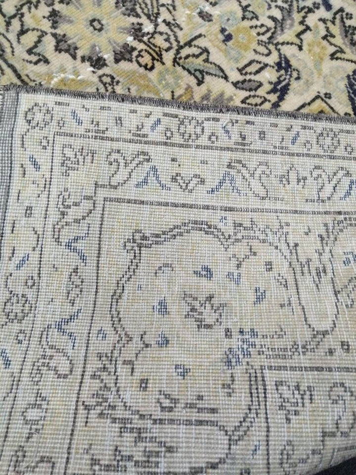 Beige Turkish Runner Rug 6' 6" x 9' 11" Hand-Knotted reverse