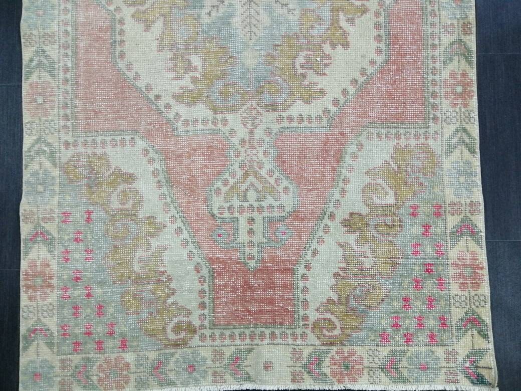 Tan Turkish Runner Rug 3' 11" x 7' Hand-Knotted texture