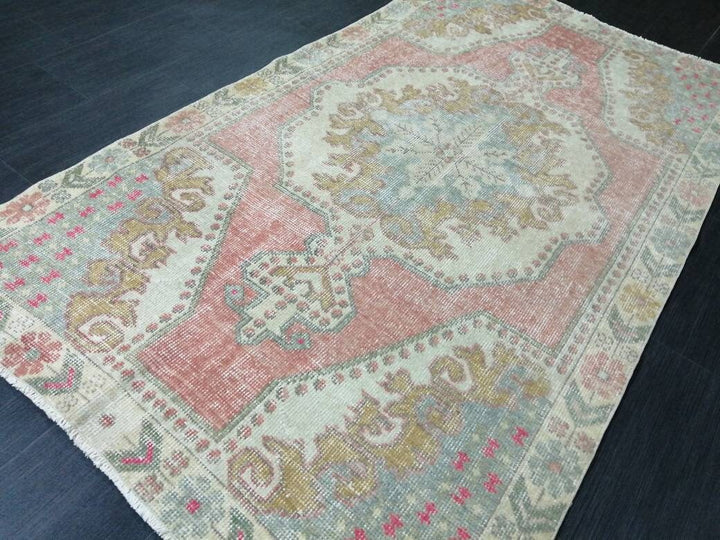 Tan Turkish Runner Rug 3' 11" x 7' Hand-Knotted border