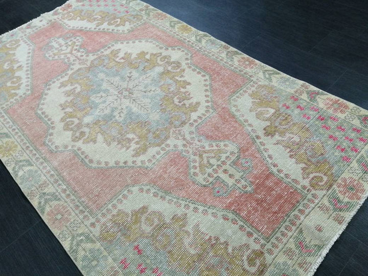Tan Turkish Runner Rug 3' 11" x 7' Hand-Knotted