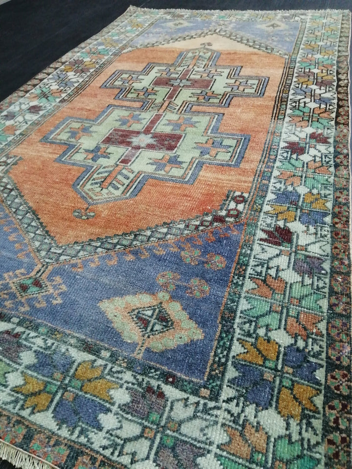 Rust Turkish Oushak Rug 3' 9" x 6' 6" Hand-Knotted reverse