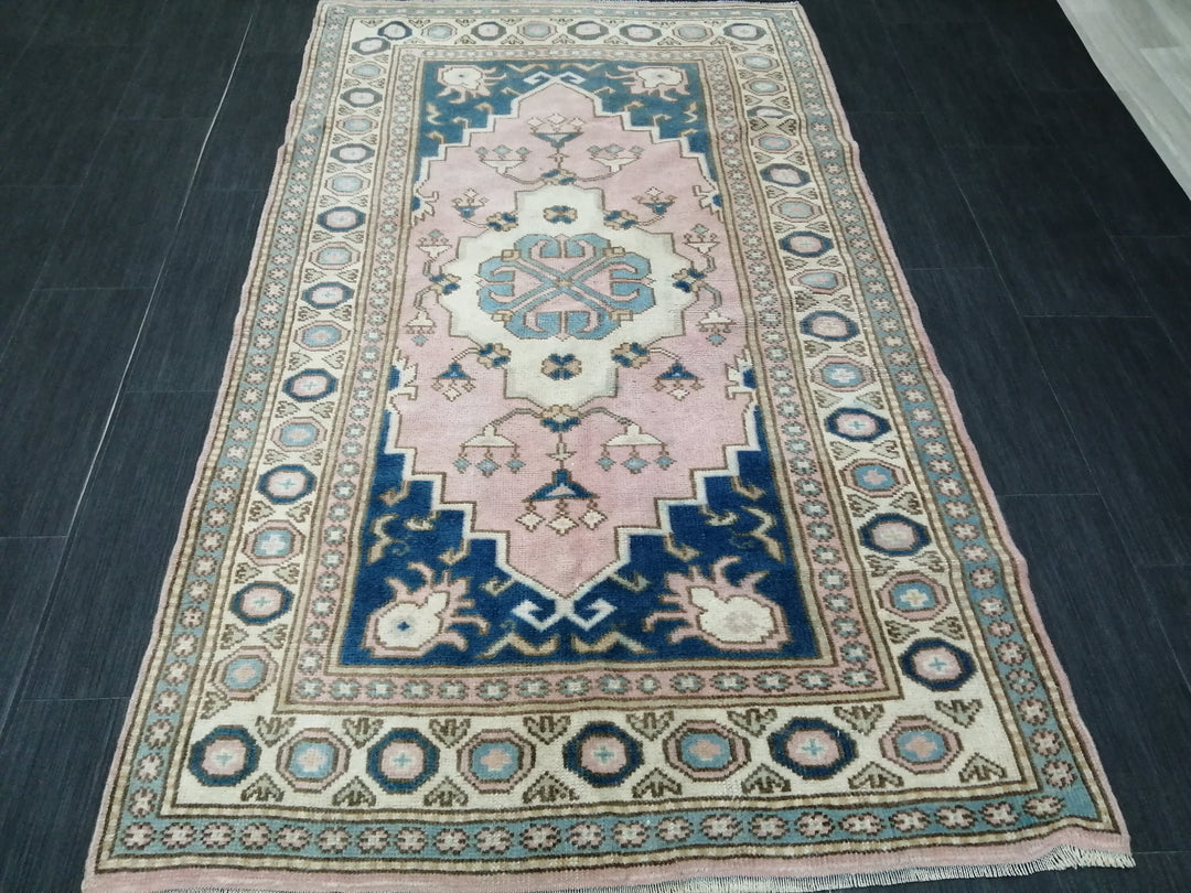 Blue Turkish Oushak Rug 3' 9" x 6' 6" Hand-Knotted | No. WR63371