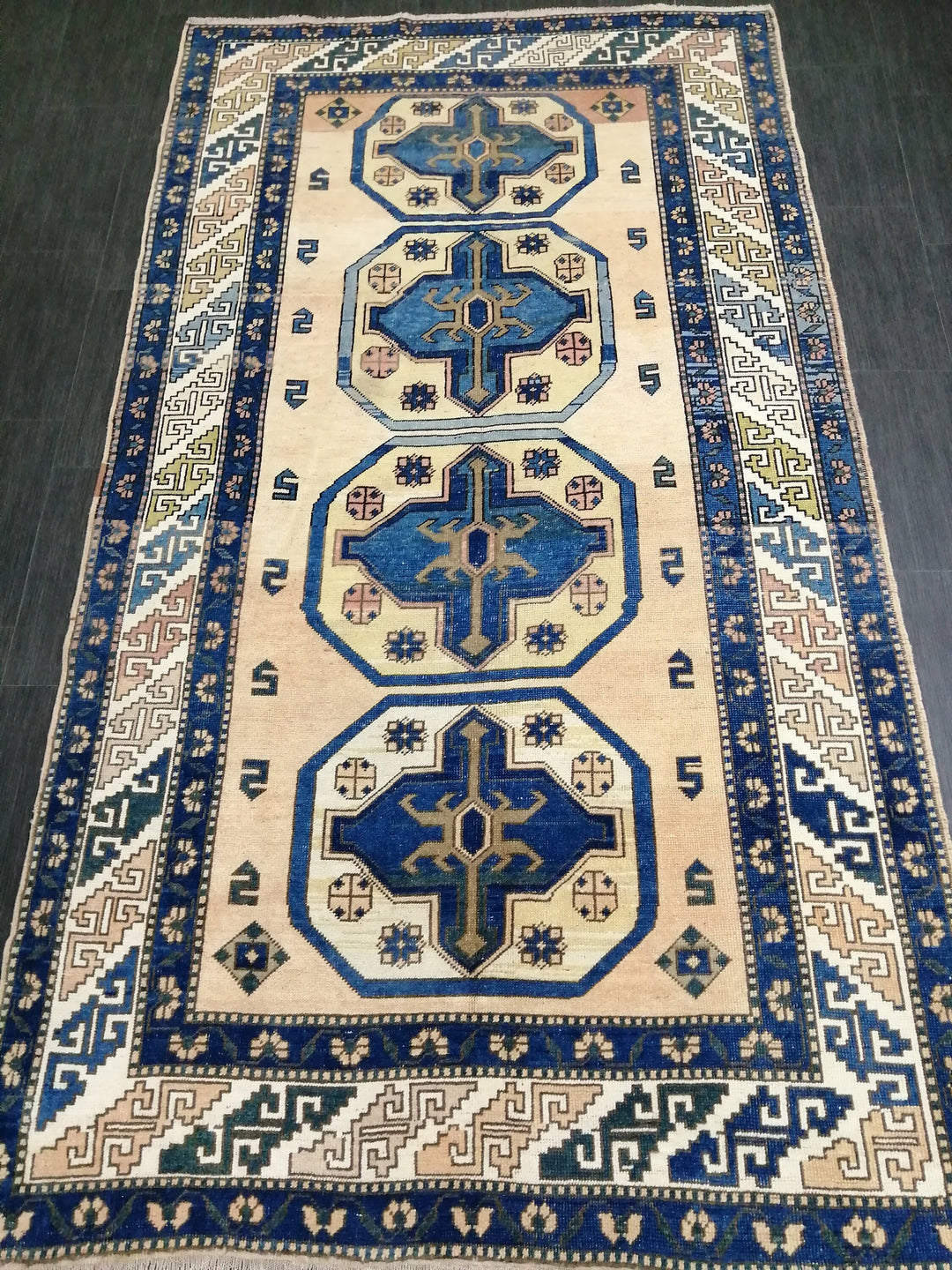 Blue Turkish Runner Rug 5' 3" x 8' 2" Hand-Knotted | No. WR33164