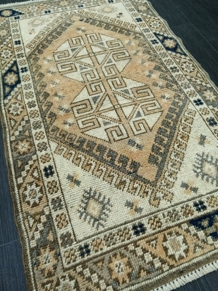 Tan Turkish Oushak Rug 2' 4" x 3' 11" Hand-Knotted view