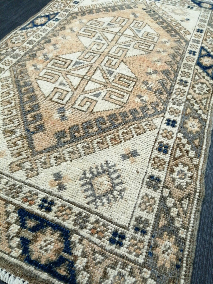 Tan Turkish Oushak Rug 2' 4" x 3' 11" Hand-Knotted field
