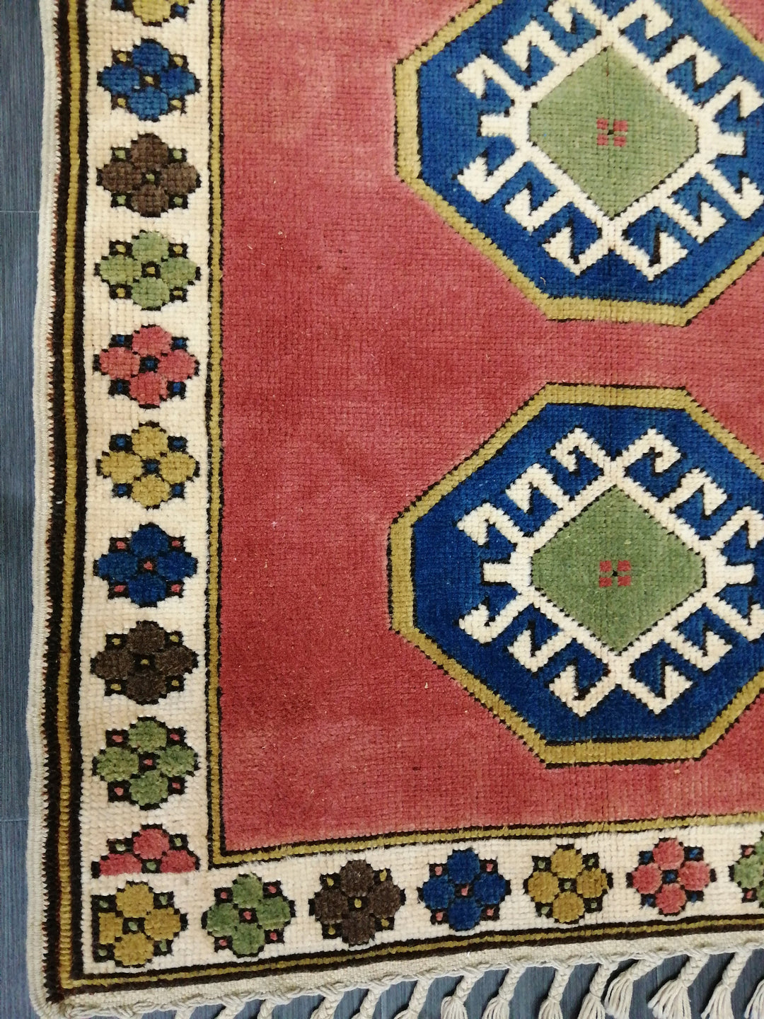 Beige Turkish Runner Rug 3' 4" x 4' 10" Hand-Knotted pattern