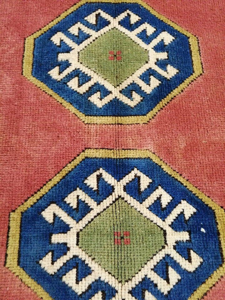 Beige Turkish Runner Rug 3' 4" x 4' 10" Hand-Knotted reverse
