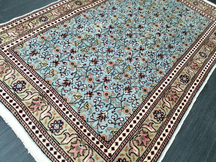 Blue Turkish Runner Rug 3' 5" x 4' 7" Hand-Knotted | No. WR32745