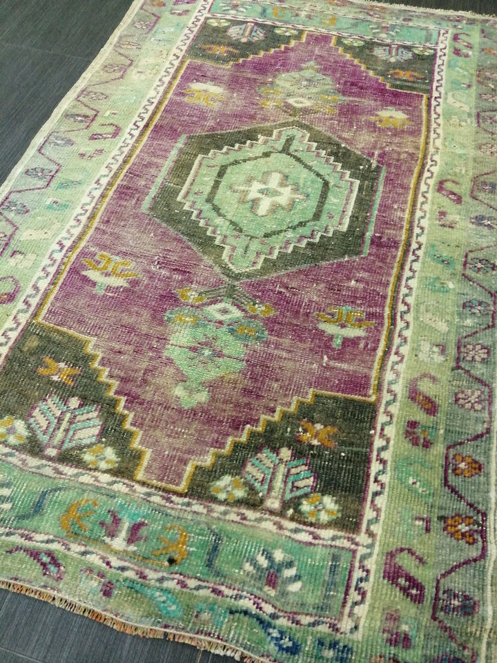 Rust Turkish Runner Rug 2' 6" x 3' 11" Hand-Knotted field