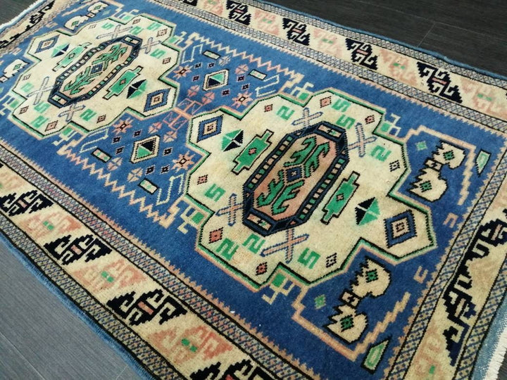 Beige Turkish Runner Rug 2' 6" x 4' 3" Hand-Knotted