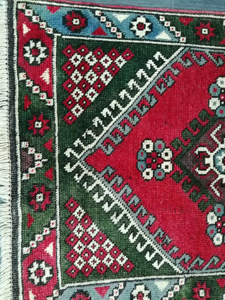 Beige Turkish Runner Rug 2' 4" x 3' 10" Hand-Knotted view